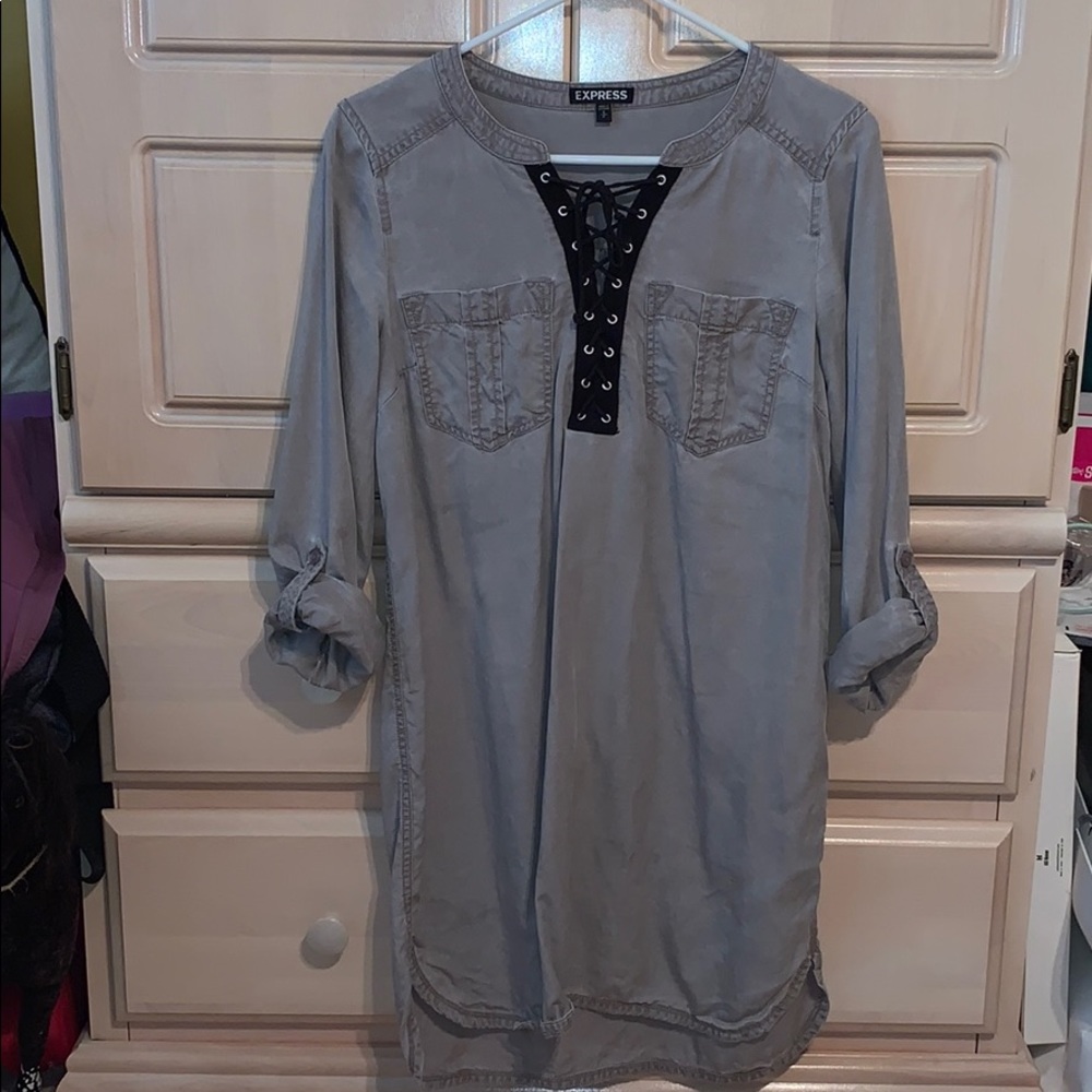 Express Quarter Sleeve Charcoal Dress